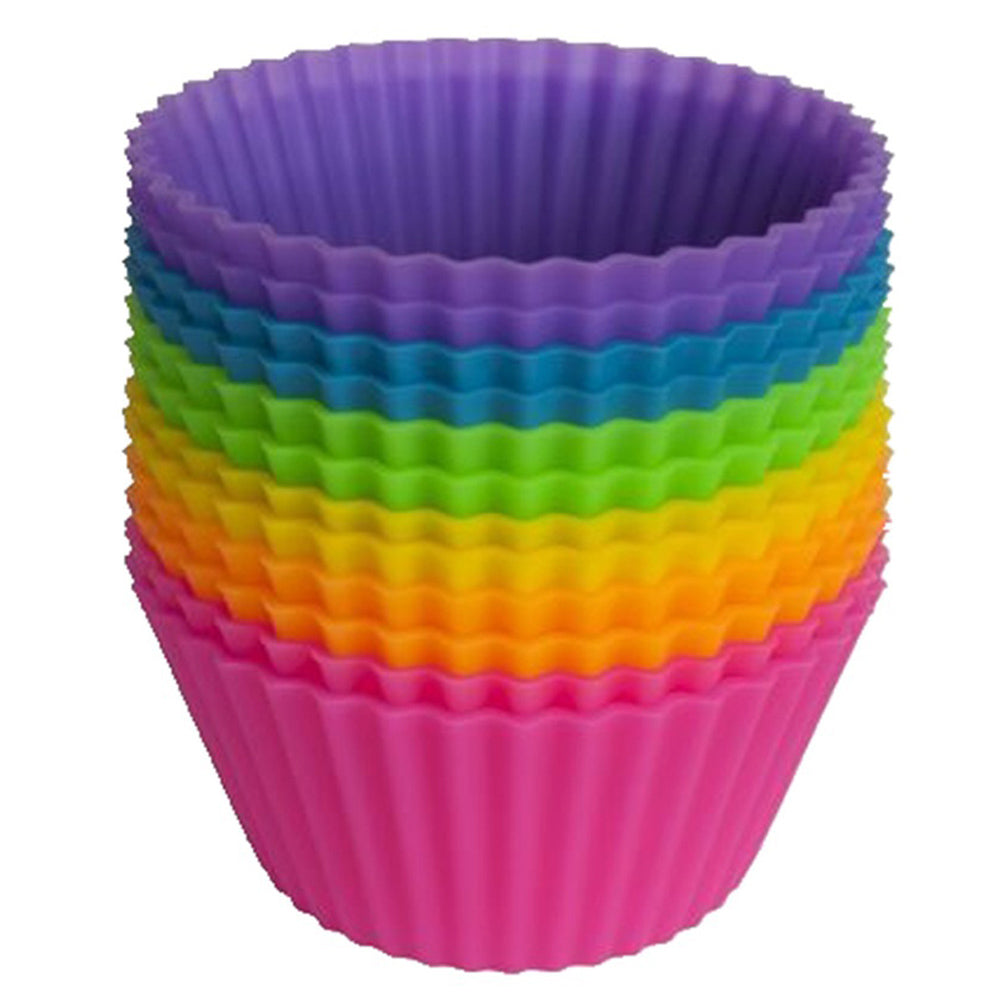 Silicone Reusable Cupcake Molds, 12-Pack by HitMyNeed