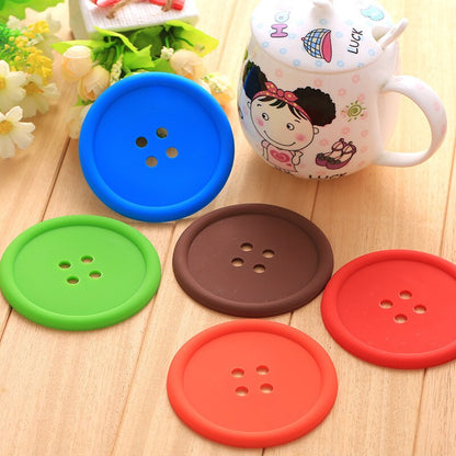 Silicone Round Button Coasters Set (5 Pack) by HitMyNeed