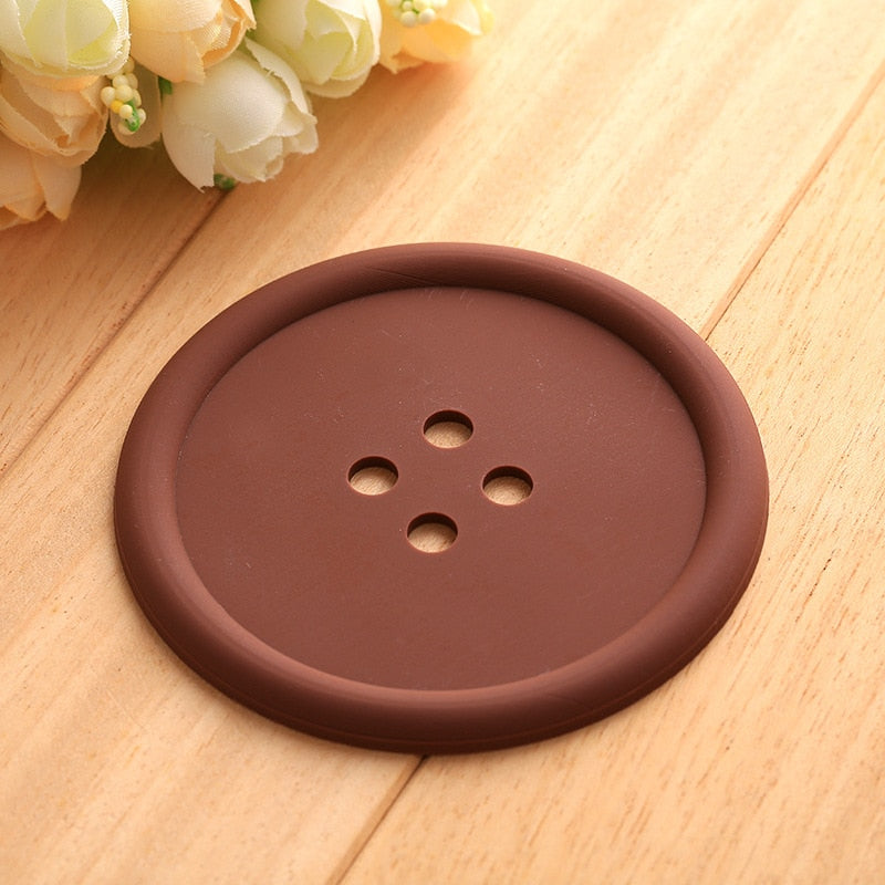 Silicone Round Button Coasters Set (5 Pack) by HitMyNeed