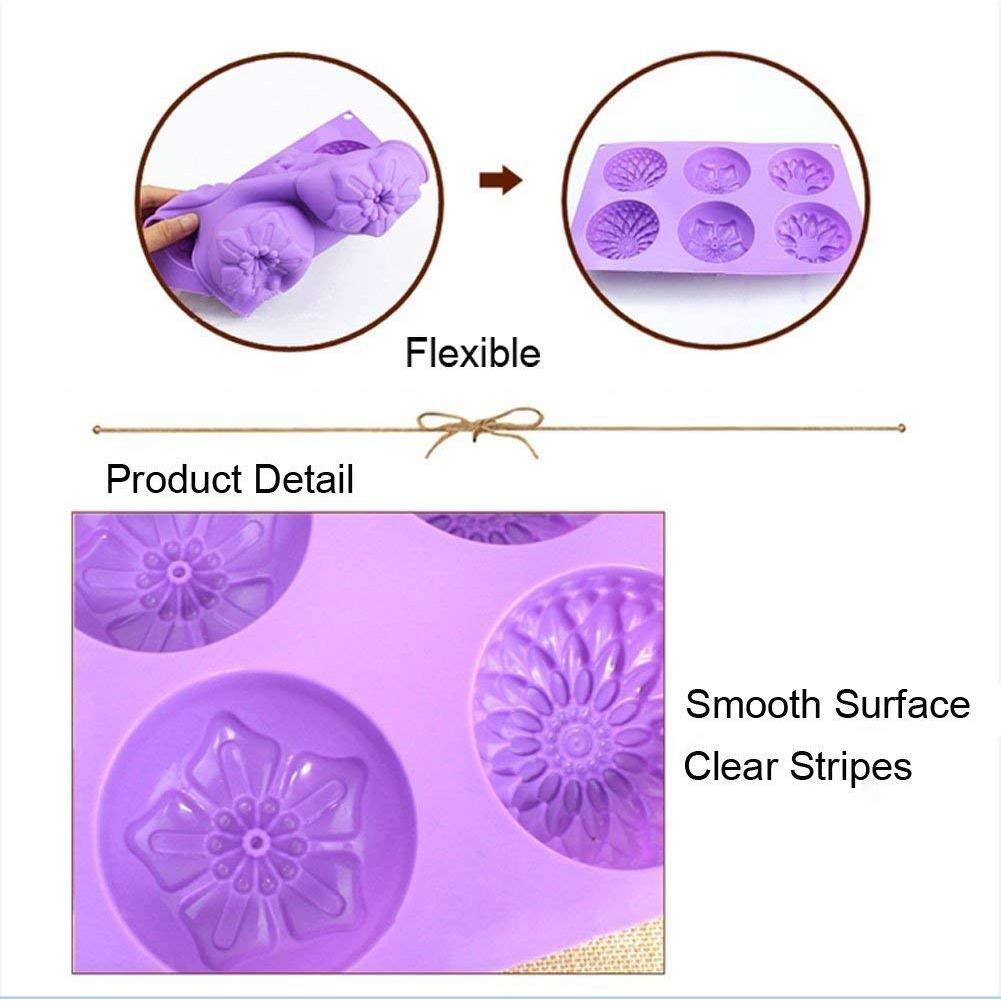 Silicone Round Flower Soap Mold, 6-Cavity Tray by HitMyNeed
