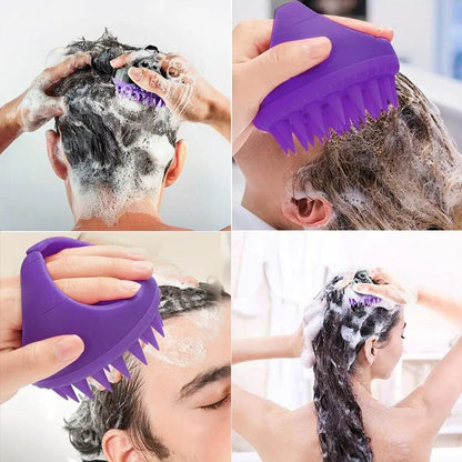 Silicone Scalp Scrubber Shampoo Brush with Handle by HitMyNeed