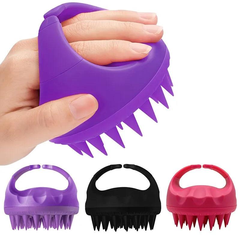 Silicone Scalp Scrubber Shampoo Brush with Handle by HitMyNeed