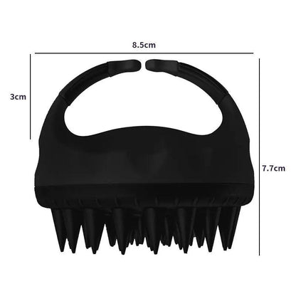 Silicone Scalp Scrubber Shampoo Brush with Handle black-1x by HitMyNeed