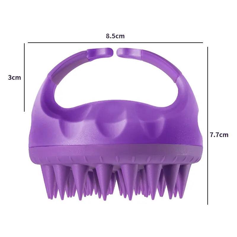 Silicone Scalp Scrubber Shampoo Brush with Handle purple-1x by HitMyNeed