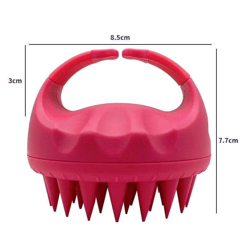 Silicone Scalp Scrubber Shampoo Brush with Handle red-1x by HitMyNeed