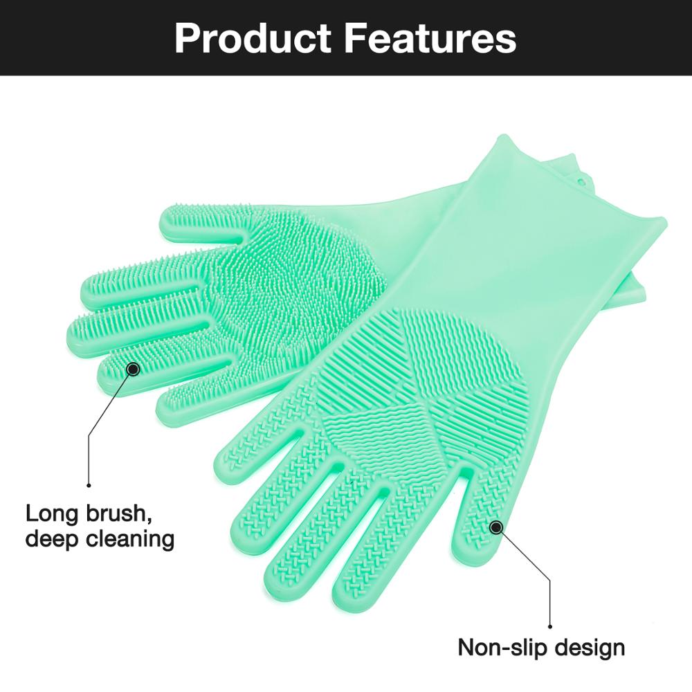 Silicone Scrubbing Gloves with Built‑In Brush (2 Pairs) by HitMyNeed