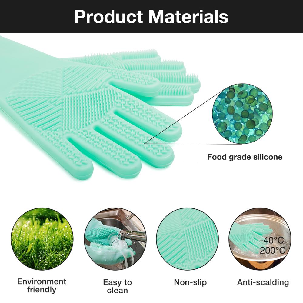 Silicone Scrubbing Gloves with Built‑In Brush (2 Pairs) by HitMyNeed