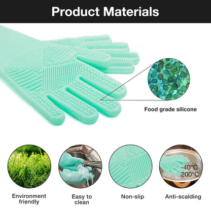 Silicone Scrubbing Gloves with Built‑In Brush (2 Pairs) by HitMyNeed