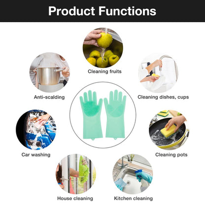 Silicone Scrubbing Gloves with Built‑In Brush (2 Pairs) by HitMyNeed
