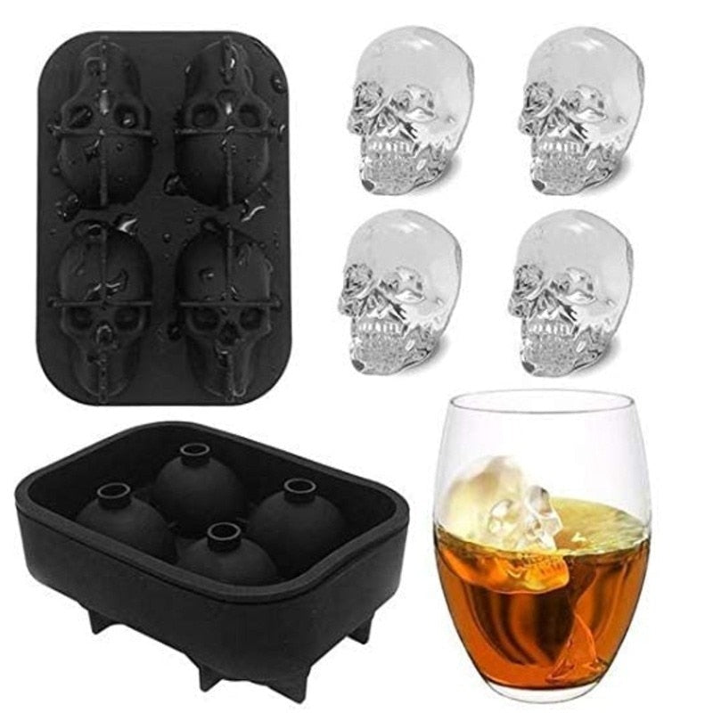 Silicone Skull Ice Mold Tray for 3D Ice Cubes by HitMyNeed
