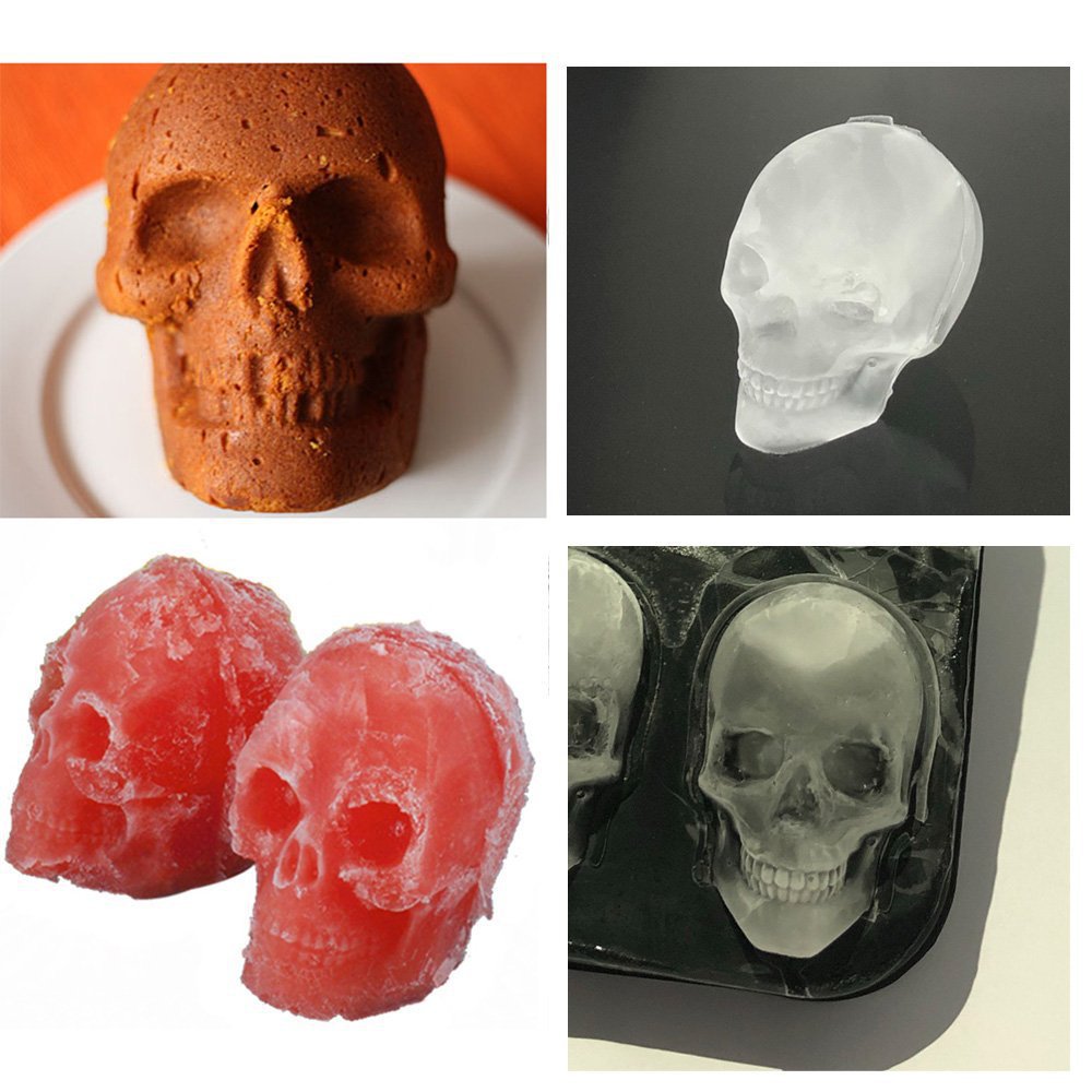 Silicone Skull Ice Mold Tray for 3D Ice Cubes by HitMyNeed
