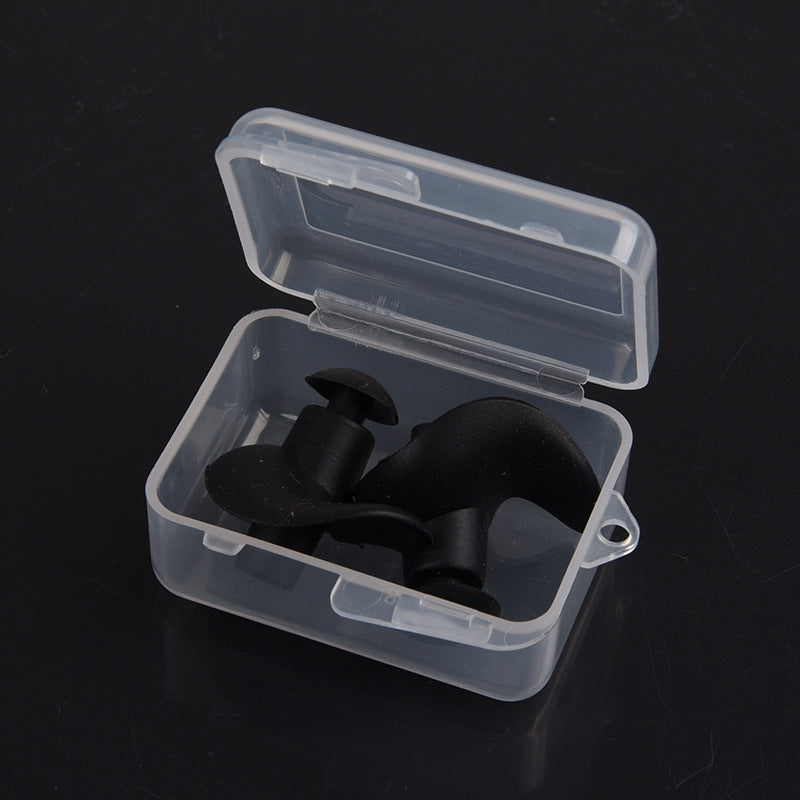 Silicone Swimming Earplugs with Case (1 Pair) a-black by HitMyNeed
