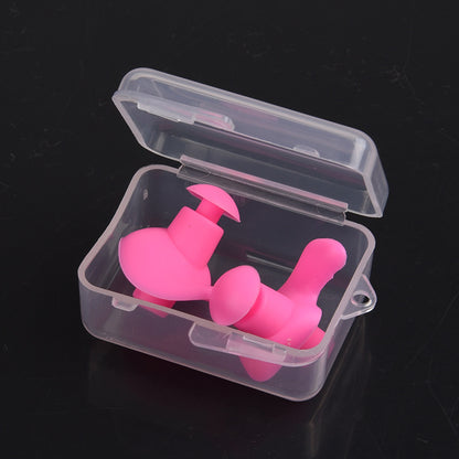 Silicone Swimming Earplugs with Case (1 Pair) a-pink by HitMyNeed