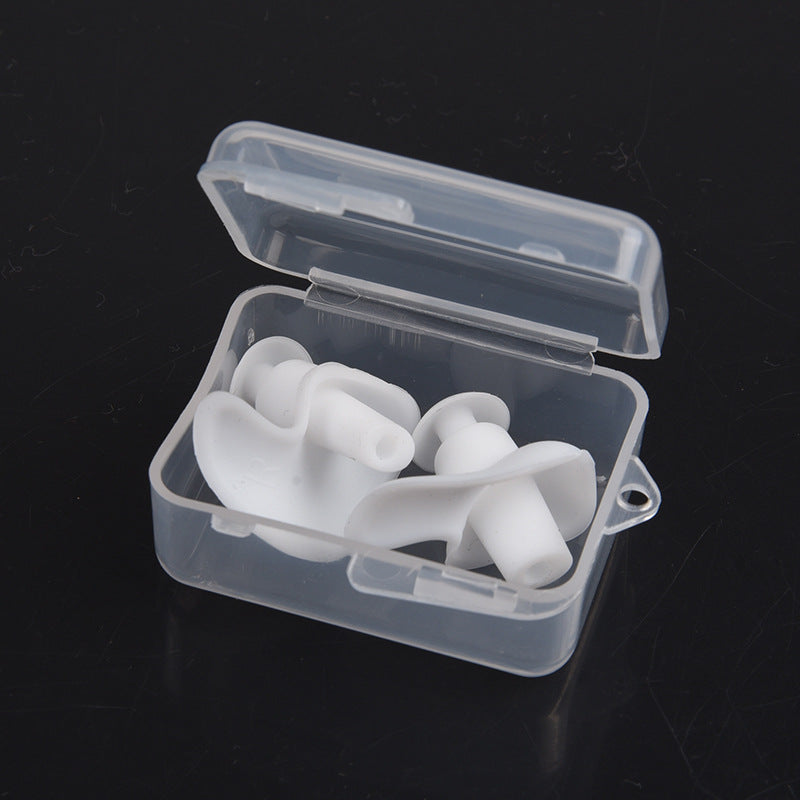 Silicone Swimming Earplugs with Case (1 Pair) a-white by HitMyNeed