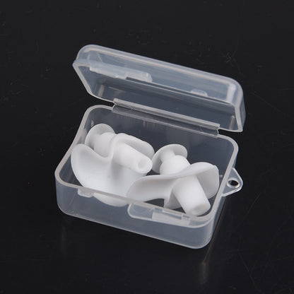 Silicone Swimming Earplugs with Case (1 Pair) a-white by HitMyNeed