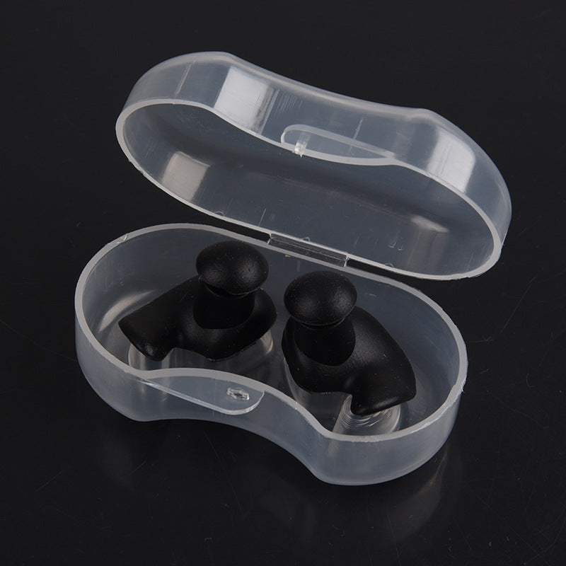 Silicone Swimming Earplugs with Case (1 Pair) b-black by HitMyNeed