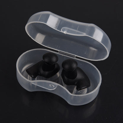 Silicone Swimming Earplugs with Case (1 Pair) b-black by HitMyNeed