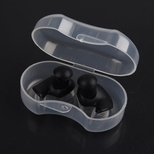 Silicone Swimming Earplugs with Case (1 Pair) b-black by HitMyNeed