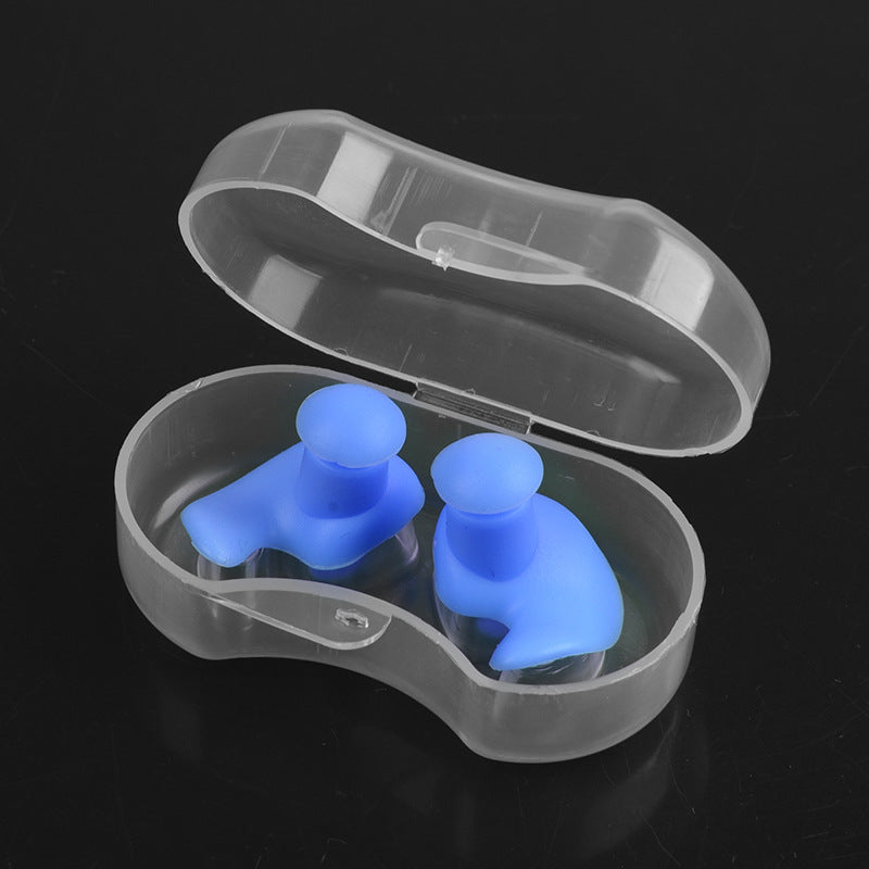 Silicone Swimming Earplugs with Case (1 Pair) b-blue by HitMyNeed