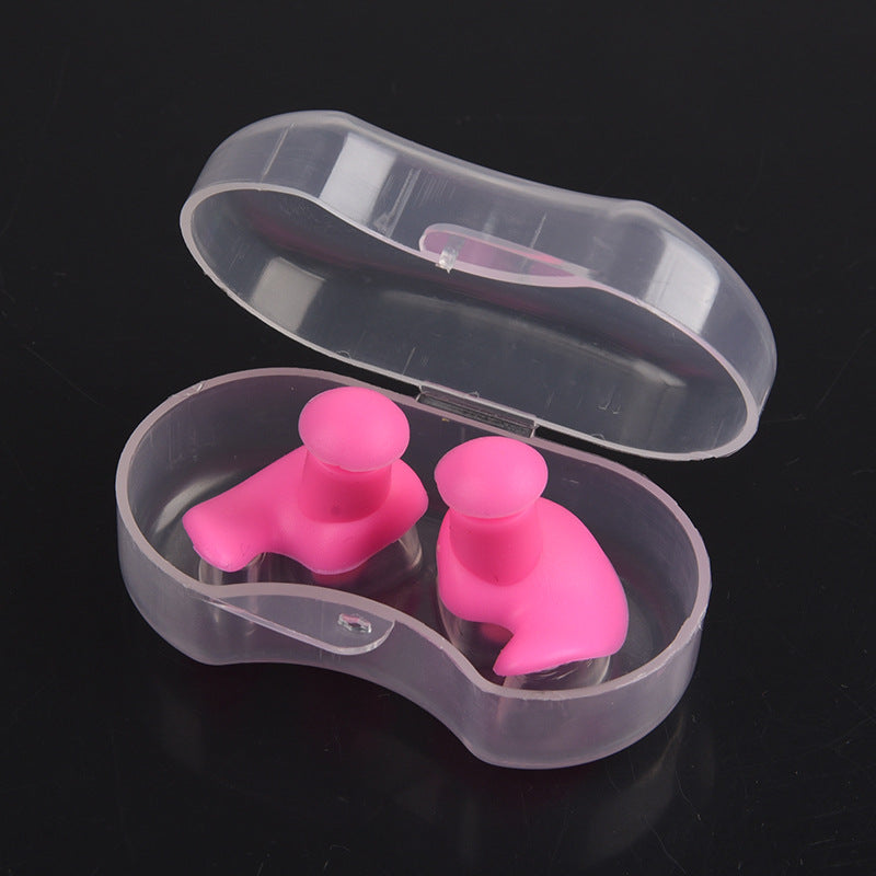 Silicone Swimming Earplugs with Case (1 Pair) b-pink by HitMyNeed