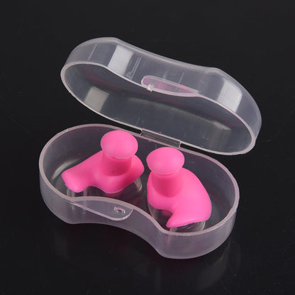 Silicone Swimming Earplugs with Case (1 Pair) b-pink by HitMyNeed