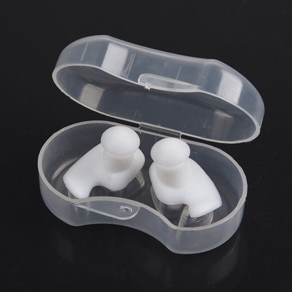 Silicone Swimming Earplugs with Case (1 Pair) b-white by HitMyNeed