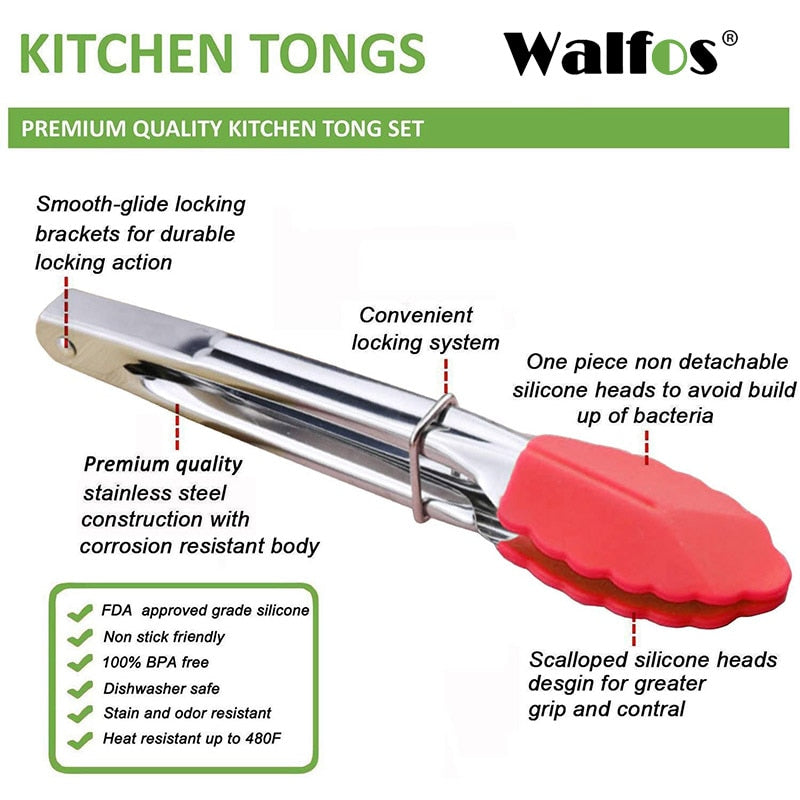 Silicone Tipped Kitchen Tongs Set (3 Pieces) by HitMyNeed