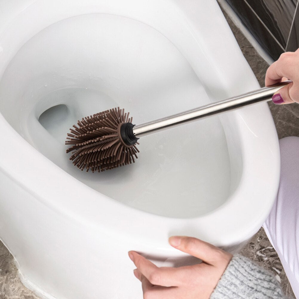 Silicone Toilet Brush with Stainless Steel Handle by HitMyNeed