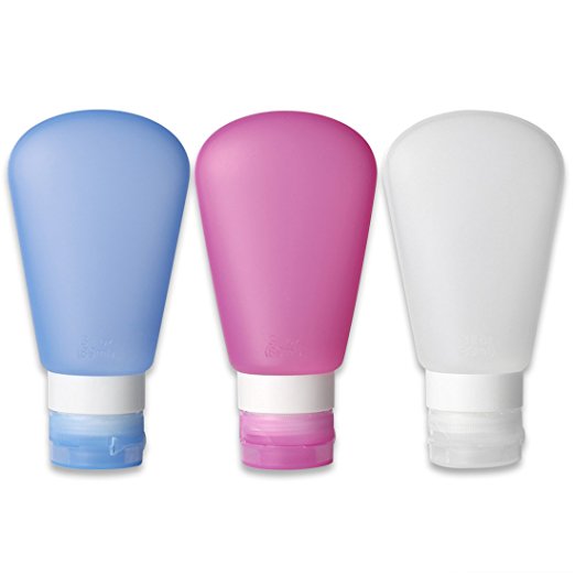 Silicone Travel Bottles Set of 3 - 3oz TSA Approved by HitMyNeed