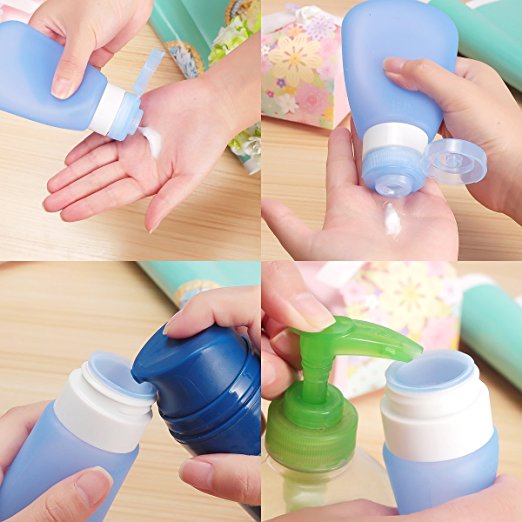 Silicone Travel Bottles Set of 3 - 3oz TSA Approved by HitMyNeed