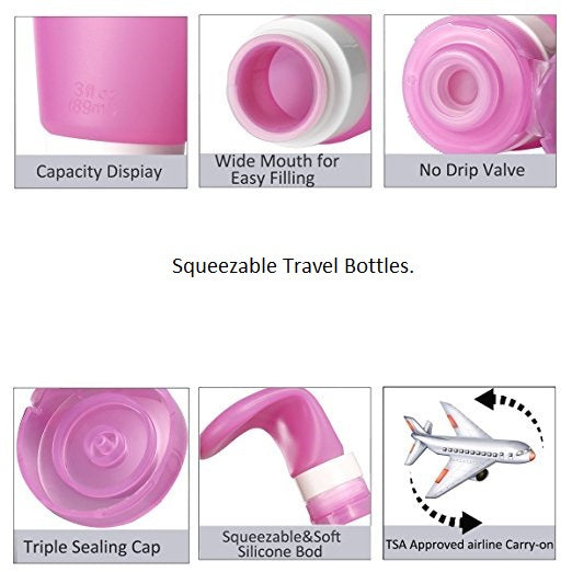 Silicone Travel Bottles Set of 3 - 3oz TSA Approved by HitMyNeed