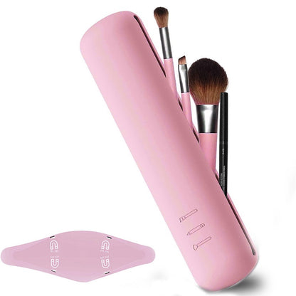 Silicone Waterproof Makeup Brush Travel Case pink by HitMyNeed