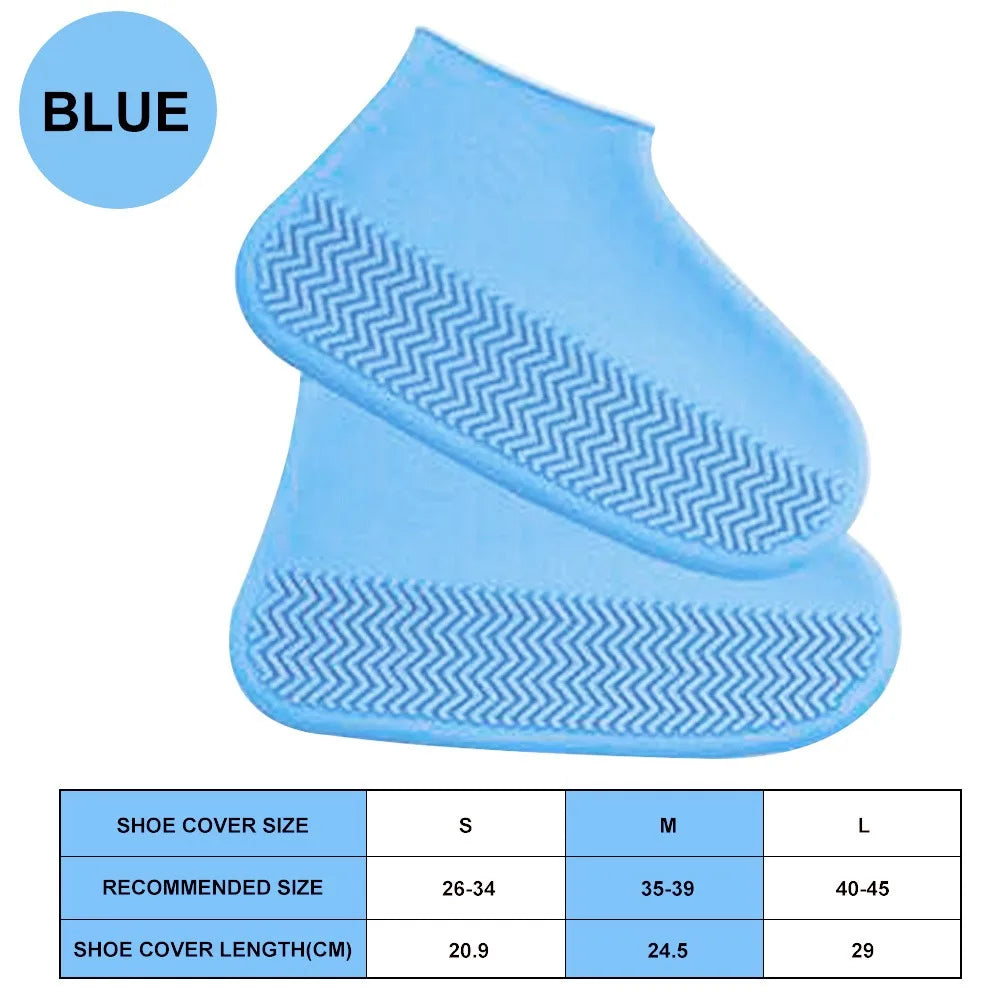 Silicone Waterproof Shoe Covers with Anti-Slip Sole blue m-35-39 by HitMyNeed