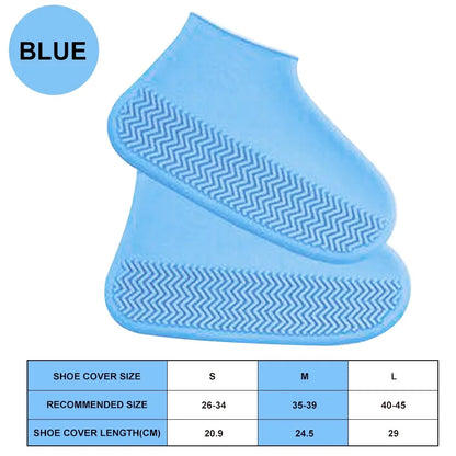 Silicone Waterproof Shoe Covers with Anti-Slip Sole blue m-35-39 by HitMyNeed
