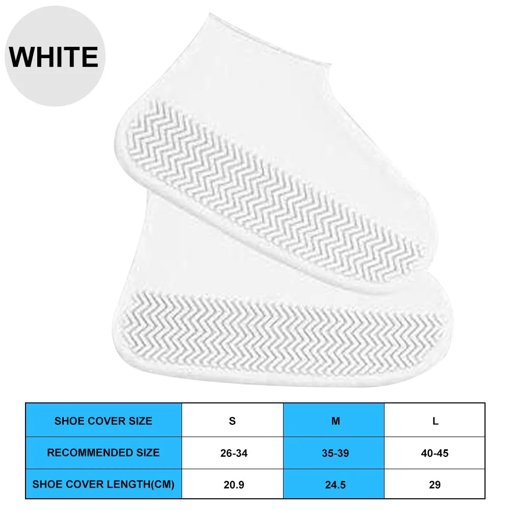 Silicone Waterproof Shoe Covers with Anti-Slip Sole white l-40-45 by HitMyNeed