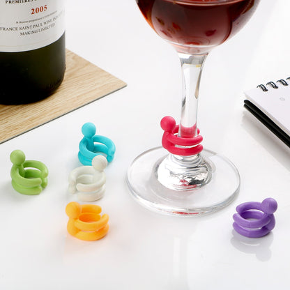 Silicone Wine Bottle Stopper with 6 Glass Markers by HitMyNeed