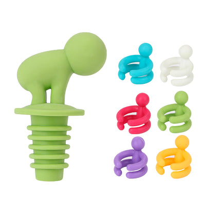 Silicone Wine Bottle Stopper with 6 Glass Markers by HitMyNeed