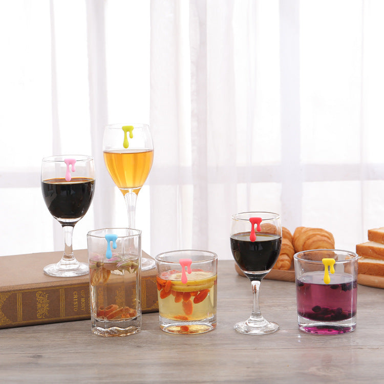 Silicone Wine Glass Markers, Water Drop Design, 6-Pack by HitMyNeed