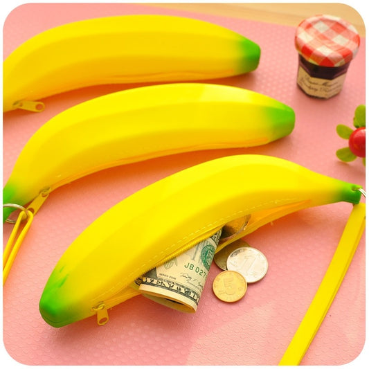 Silicone Yellow Banana Coin and Pencil Purse by HitMyNeed