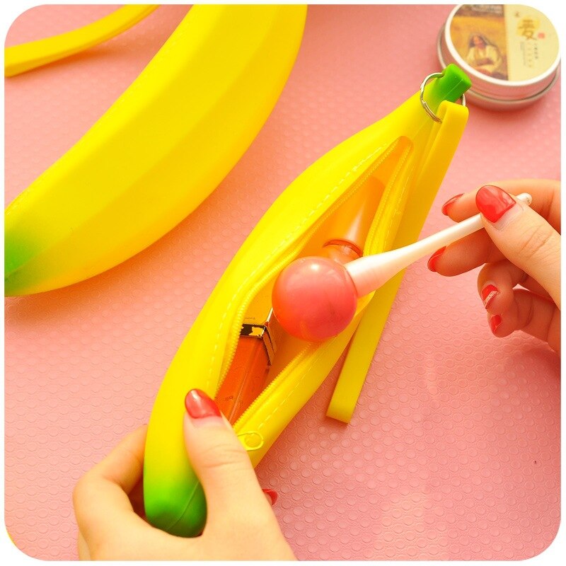 Silicone Yellow Banana Coin and Pencil Purse by HitMyNeed