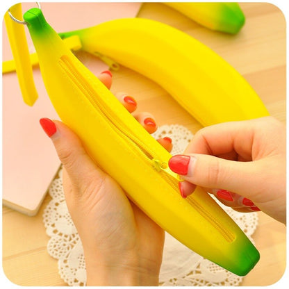 Silicone Yellow Banana Coin and Pencil Purse by HitMyNeed