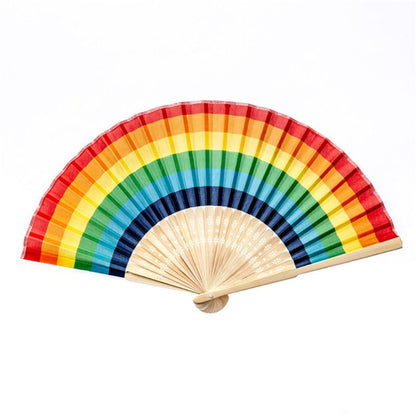Silk and Bamboo Rainbow Hand Fan by HitMyNeed