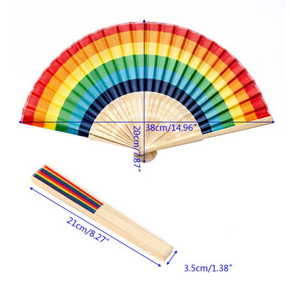 Silk and Bamboo Rainbow Hand Fan by HitMyNeed