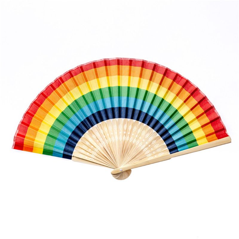 Silk Cloth Folding Rainbow Hand Fan by HitMyNeed