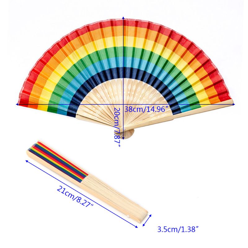 Silk Cloth Folding Rainbow Hand Fan by HitMyNeed