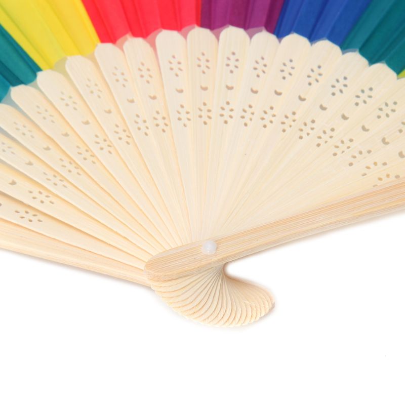 Silk Cloth Folding Rainbow Hand Fan by HitMyNeed