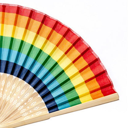 Silk Cloth Folding Rainbow Hand Fan by HitMyNeed