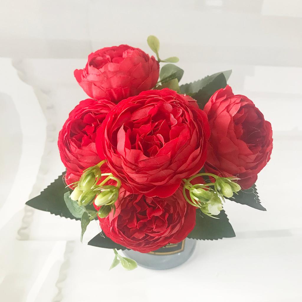 Silk Faux Peony Bouquet with Gypsophila, 30 cm 11 by HitMyNeed