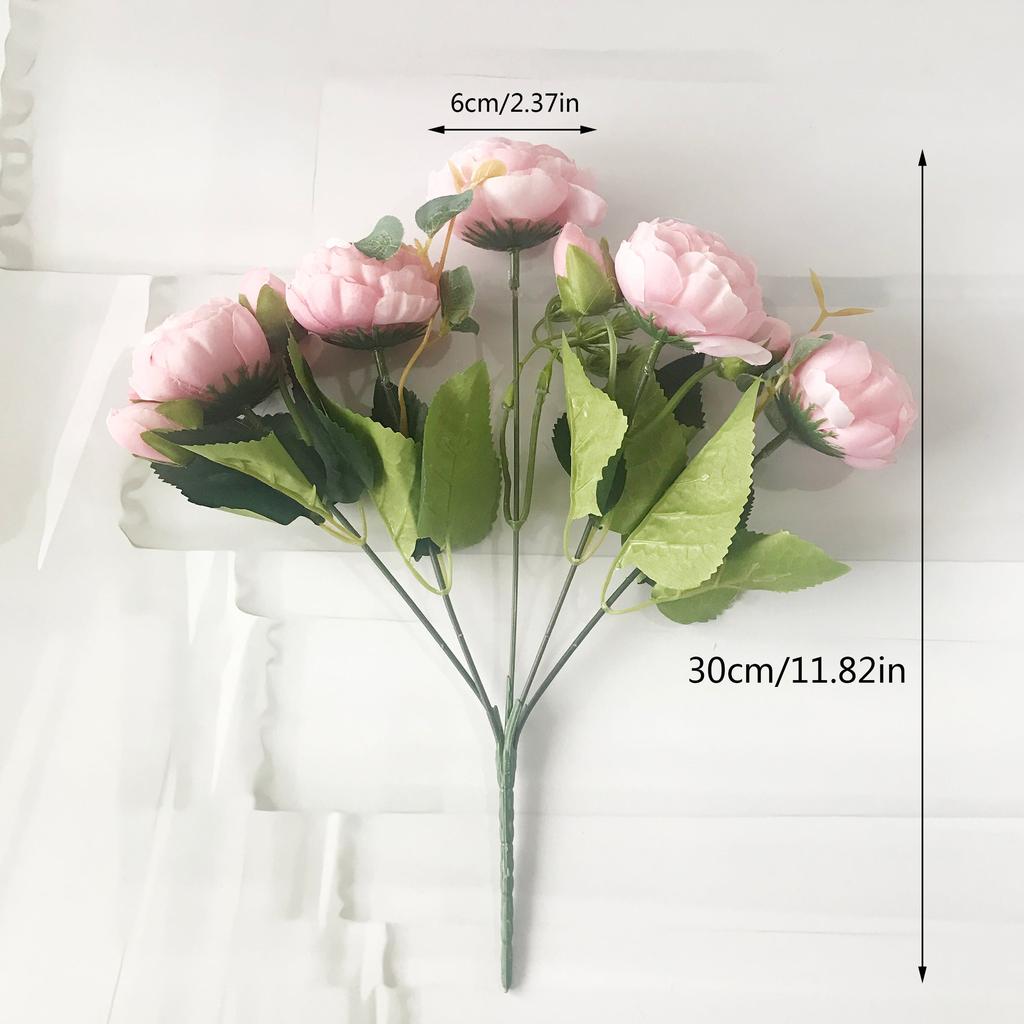 Silk Faux Peony Bouquet with Gypsophila, 30 cm by HitMyNeed