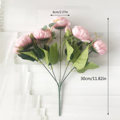 Silk Faux Peony Bouquet with Gypsophila, 30 cm by HitMyNeed